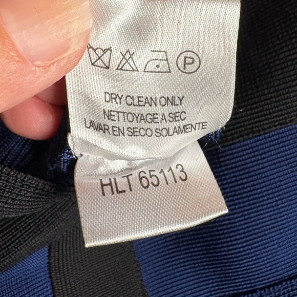 GUC Herve Leger- Blue and Black Bodycon Mini Dress. Size M - Picture 6 of 8